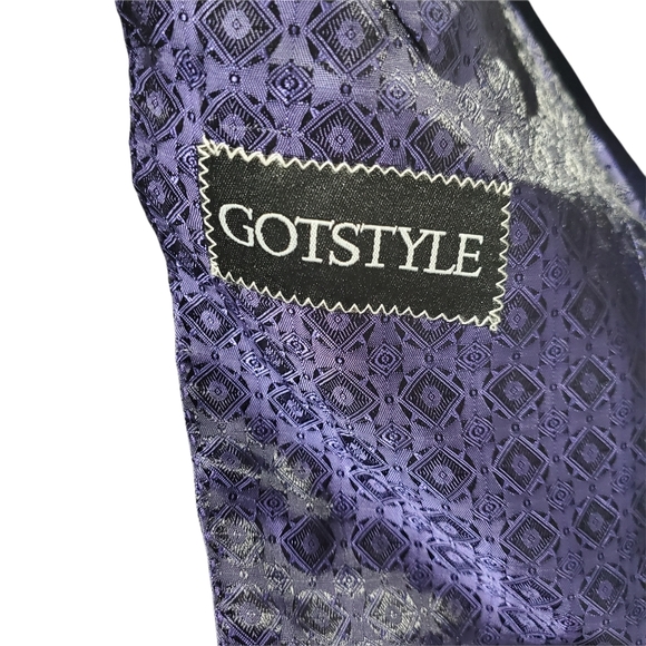 Tessuto Italiano Wool Suit 40 Reg x 36 Grey Baby Blue Chalkstripe - Picture 8 of 9